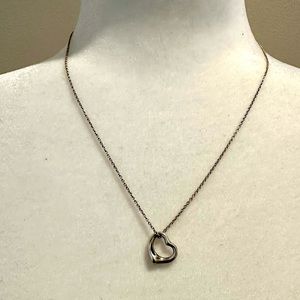Tiffany & Co Silver Elsa Open Heart Pendant with Silver Chain